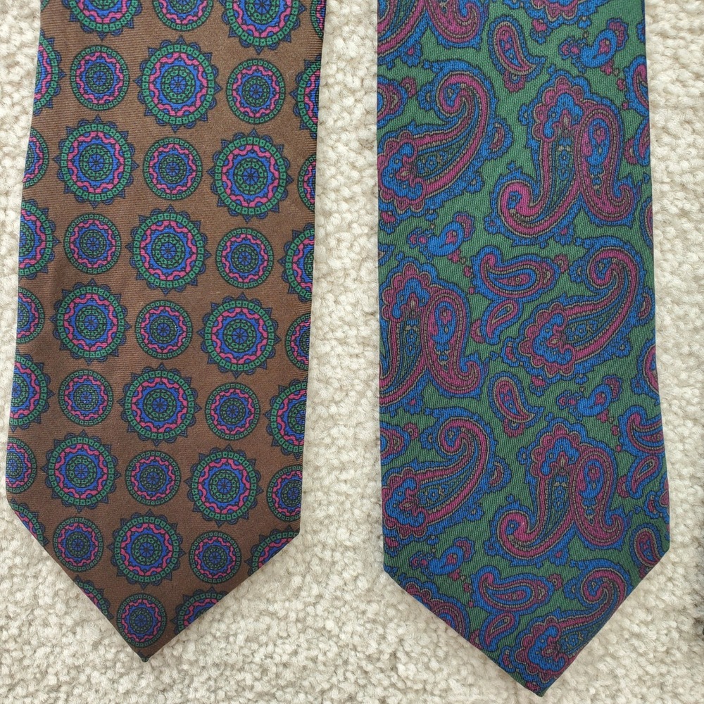 Arnie Palmer Mens Silk Tie Lot 2 Paisley Medallion Brown Green Business Office